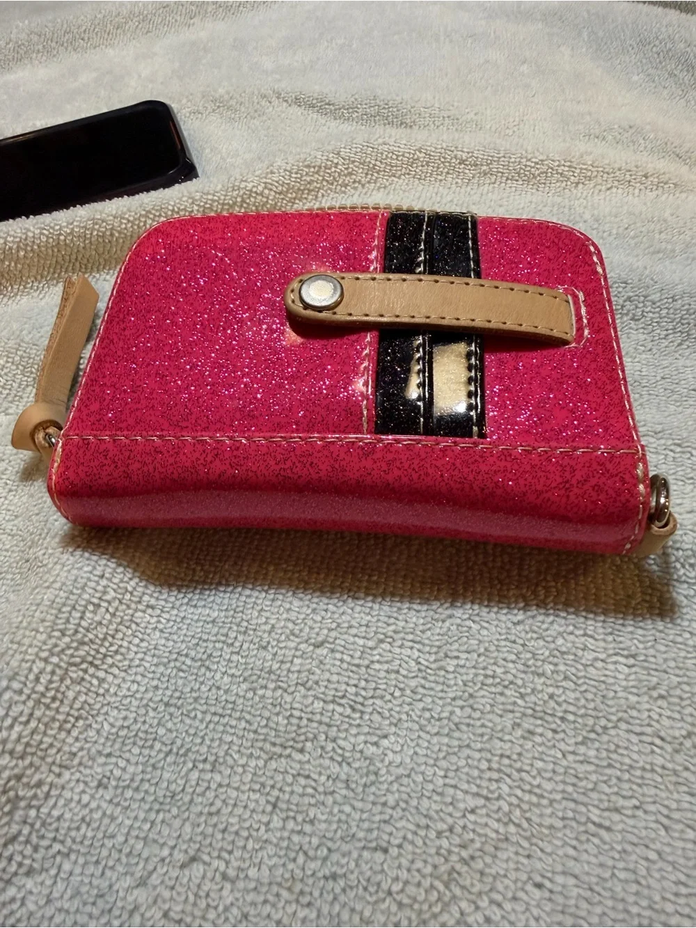 Consuela Hot Pink Glitter Zip Wallet